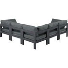 Meridian Furniture Nizuc Outdoor Patio Grey Aluminum Modular Sectional 5B - Outdoor Furniture