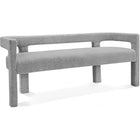 Meridian Furniture Athena Boucle Fabric Bench - Grey - Benches