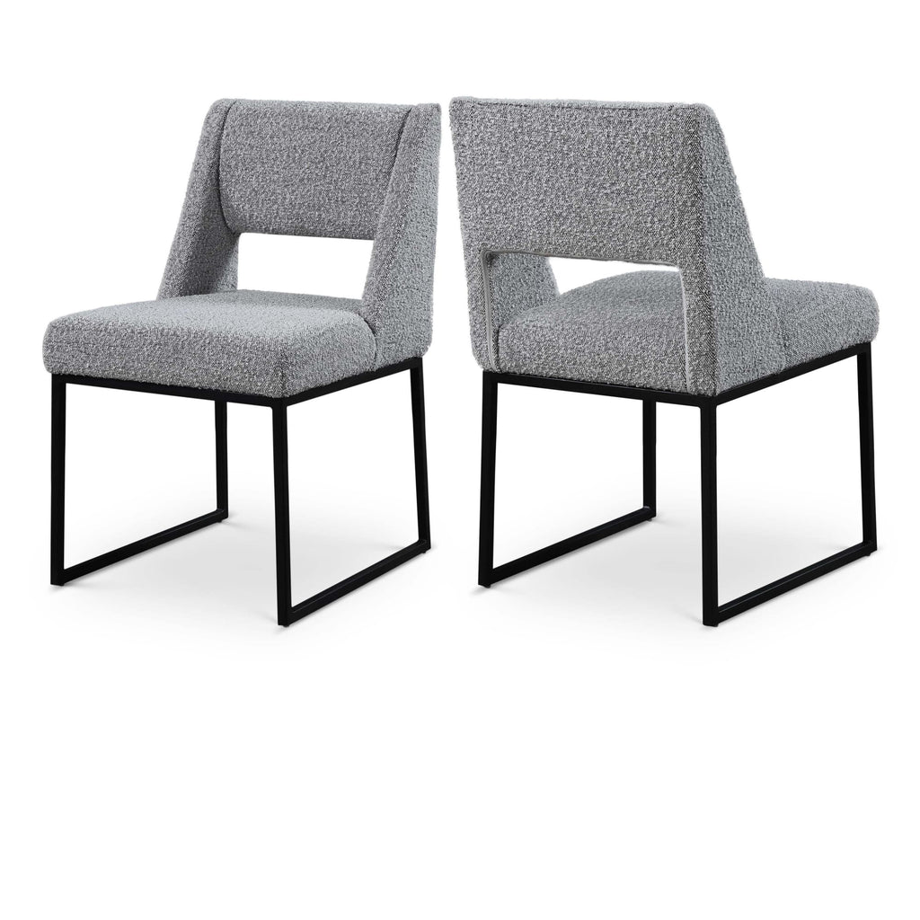 Meridian Furniture Jayce Boucle Fabric Dining Chair - Grey - Dining Chairs