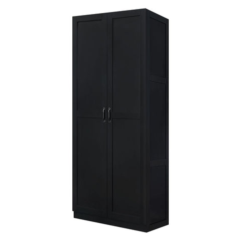 Manhattan Comfort Hopkins Modern  Storage Closet 3.0 in Black - Set of 2-Modern Room Deco