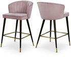 Meridian Furniture Cassie Velvet Counter Stool - Pink - Stools
