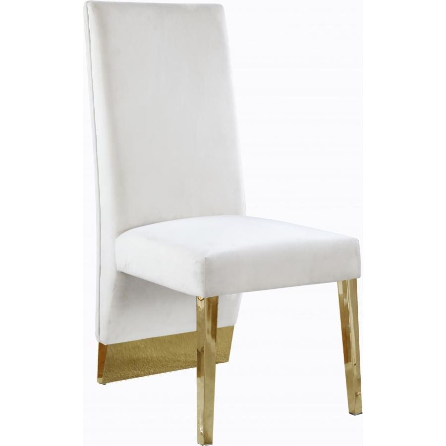 Meridian Furniture Porsha Velvet Dining Chair- Set of 2 - Cream - Dining Chairs