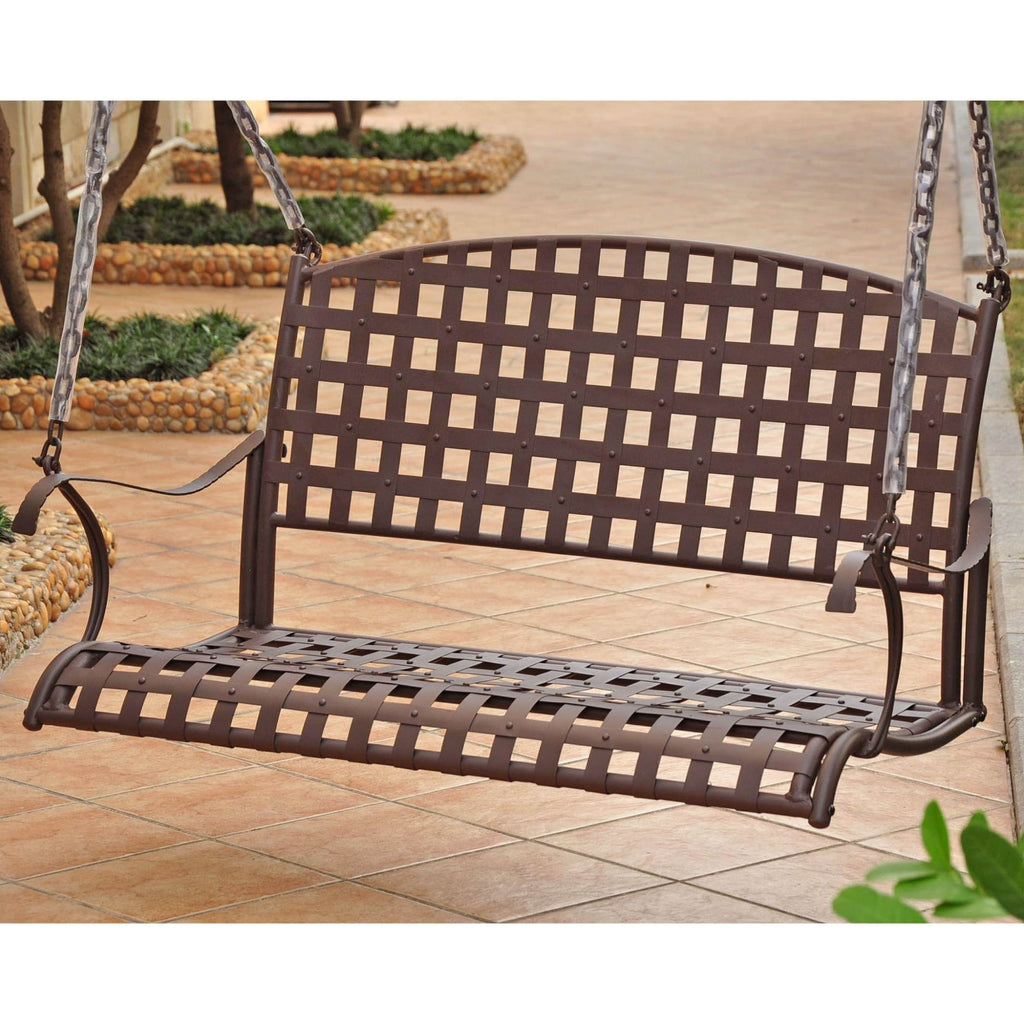 International Caravan Santa Fe Iron Nailhead Hanging Swing - Outdoor Furniture