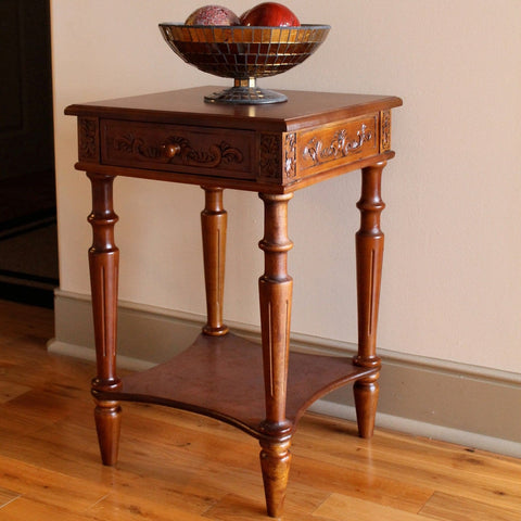 International Caravan Carved Wood Square Table - Other Tables