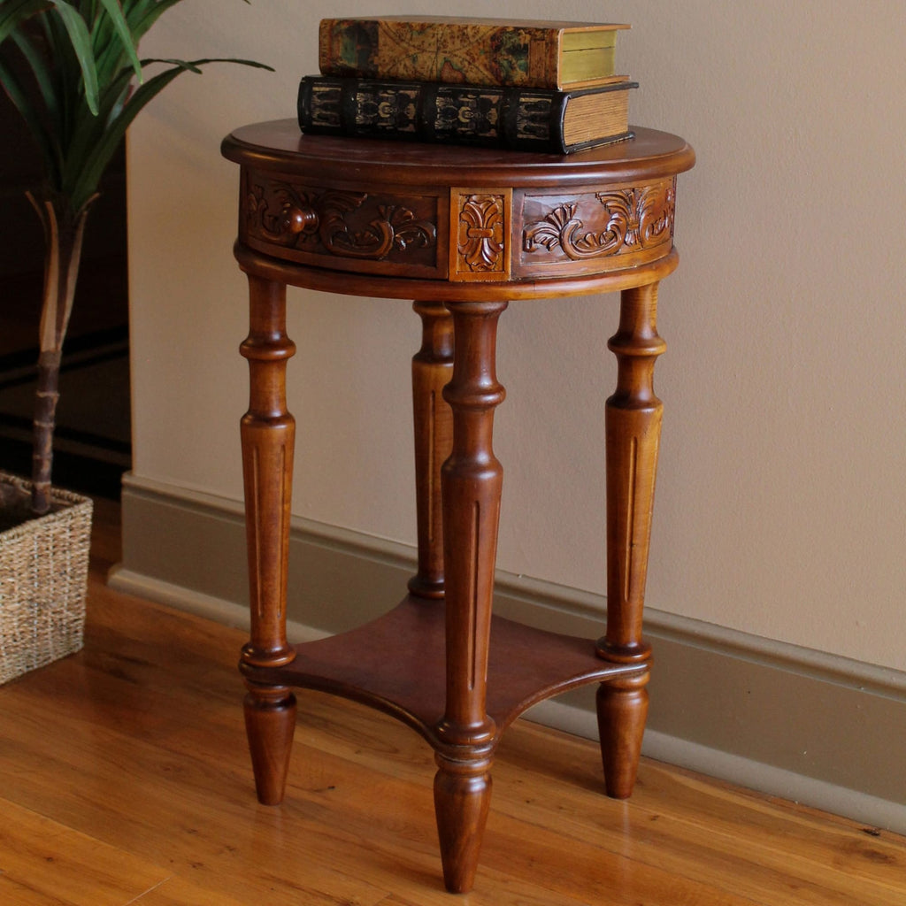 International Caravan Carved Wood Round Table - Other Tables