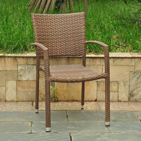 International Caravan Barcelona Resin Wicker Square Back Dining Chair - Chocolate - Dining Chairs