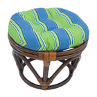 International Caravan Rattan Ottoman with Outdoor Fabric Cushion - Haliwell Caribbean - Ottomans