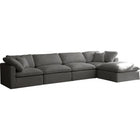 Meridian Furniture Plush Velvet Standard Cloud Modular Down Filled Overstuffed Reversible Sectional 5A - Living Room Furniture