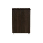 Baxton Studio Mason Modern and Contemporary Dark Brown Multipurpose Storage Cabinet Sideboard with Two Class Doors - Living Room Furniture