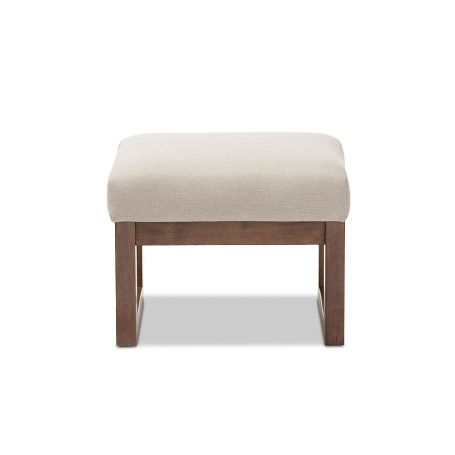 Baxton Studio Yashiya Mid-century Retro Modern Light Beige Fabric Upholstered Ottoman Stool - Nursery Furniture