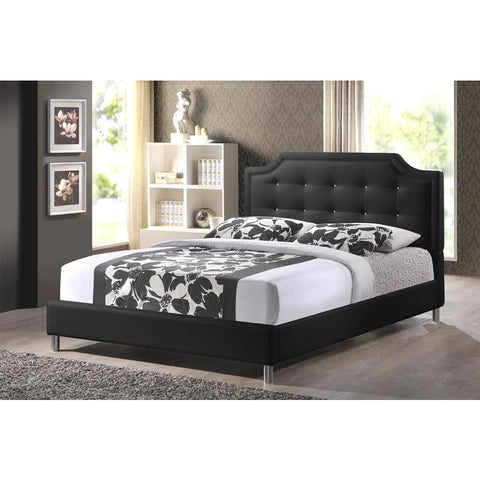 Baxton Studio Carlotta Black Modern Bed with Upholstered Headboard - King Size - Bedroom Furniture