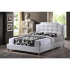 Baxton Studio Carlotta White Modern Bed with Upholstered Headboard - Full Size - Bedroom Furniture