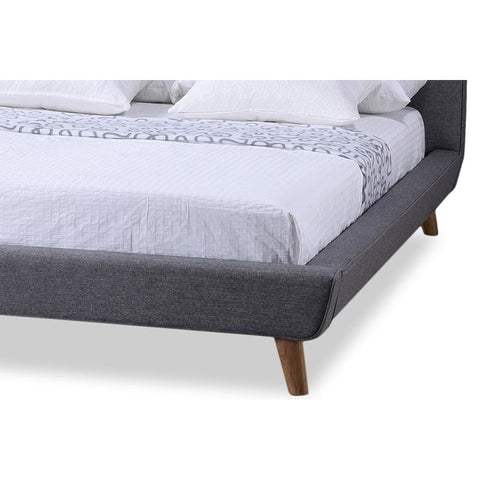 Baxton Studio Jonesy Scandinavian Style Mid-century Grey Fabric Upholstered Queen Size Platform Bed - Bedroom Furniture