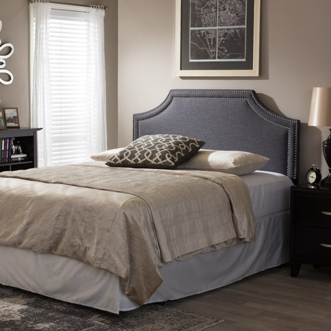 Baxton Studio Avignon Modern and Contemporary Dark Grey Fabric Upholstered Queen Size Headboard - Bedroom Furniture