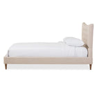 Baxton Studio Hannah Mid-Century Modern Beige Linen Queen Size Platform Bed - Bedroom Furniture