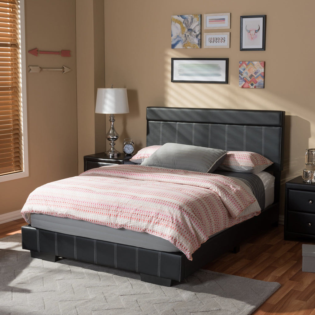 Baxton Studio Solo Modern and Contemporary Black Faux Leather Full Size Platform Bed - Kids Room Furniture