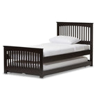 Baxton Studio Hevea Twin Size Dark Brown Solid Wood Platform Bed with Guest Trundle Bed - Kids Room Furniture