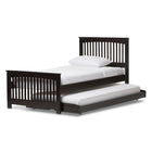 Baxton Studio Hevea Twin Size Dark Brown Solid Wood Platform Bed with Guest Trundle Bed - Kids Room Furniture