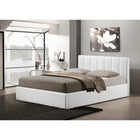 Baxton Studio Templemore White Leather Contemporary Queen-Size Bed - Bedroom Furniture