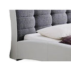 Baxton Studio Guerin Contemporary White Faux Leather Grey Fabric Two Tone Upholstered Grid Tufted Queen-Size Platform Bed - Bedroom