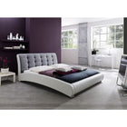 Baxton Studio Guerin Contemporary White Faux Leather Grey Fabric Two Tone Upholstered Grid Tufted Queen-Size Platform Bed - Bedroom