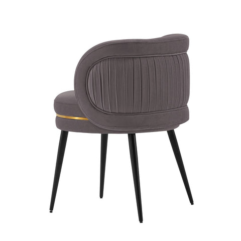 Manhattan Comfort Modern Kaya Pleated Velvet Dining Chair in Grey-Modern Room Deco