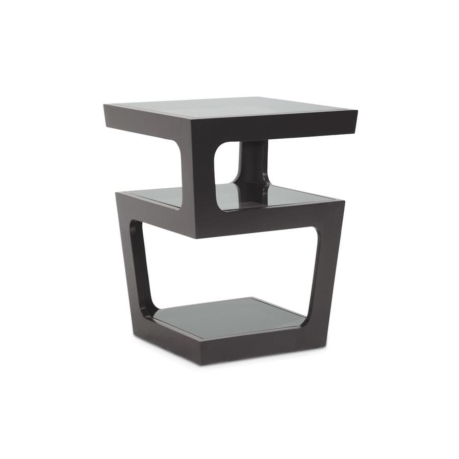 Baxton Studio Clara Black Modern End Table with 3-Tiered Glass Shelves - Living Room Furniture