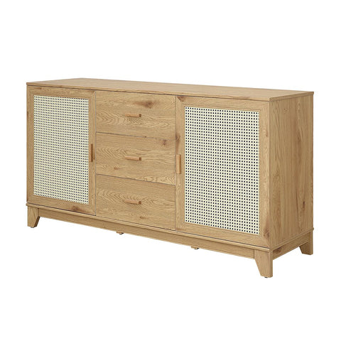 Manhattan Comfort Sheridan 59.05 Modern Cane Sideboard with Adjustable Shelves in Nature-Modern Room Deco