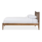 Baxton Studio Edeline Mid-Century Modern Solid Walnut Wood Curvaceous Slatted Queen Size Platform Bed - Bedroom Furniture
