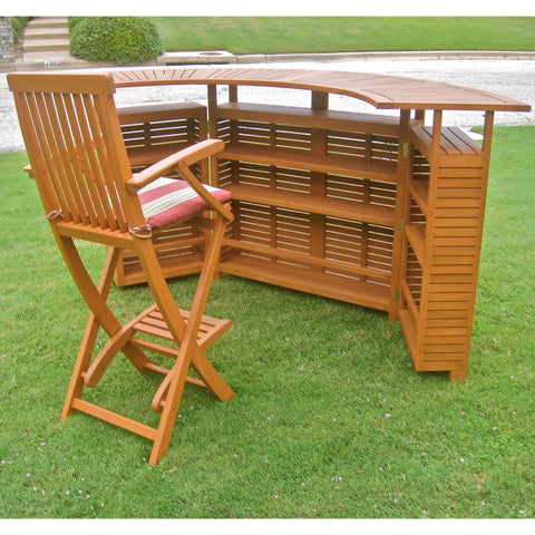 International Caravan Royal Tahiti Outdoor Wood Fold Out Bar - Outdoor Furniture