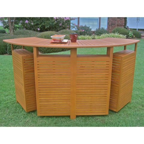 International Caravan Royal Tahiti Outdoor Wood Fold Out Bar - Outdoor Furniture