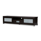 Baxton Studio Gerhardine Dark Brown Wood 70-inch TV Cabinet with 2 Sliding Doors and Drawer - Living Room Furniture